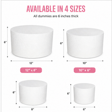 Load image into Gallery viewer, 6-Inch Thick Round Foam Cake Dummy – Polystyrene Styrofoam Cake Form for Decorating, Wedding &amp; Birthday Displays, Crafting, Modeling, and Art Projects – 1 Piece