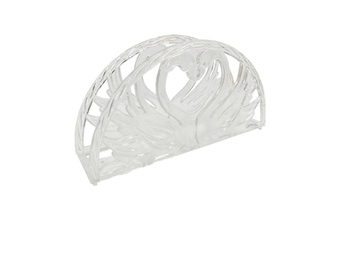 5.75 Inch Clear Plastic Napkin Holder - 24 Pieces (Swans Design)